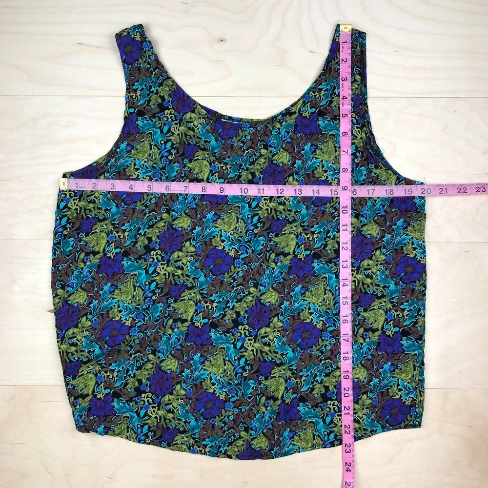 Vintage 1980s Jewel Tone Floral Tank Top - Picture 5 of 6